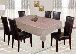 Heart Home Embossed Floral Design PVC 6 Seater Dining Table Cover (Transparent) CTHH01878