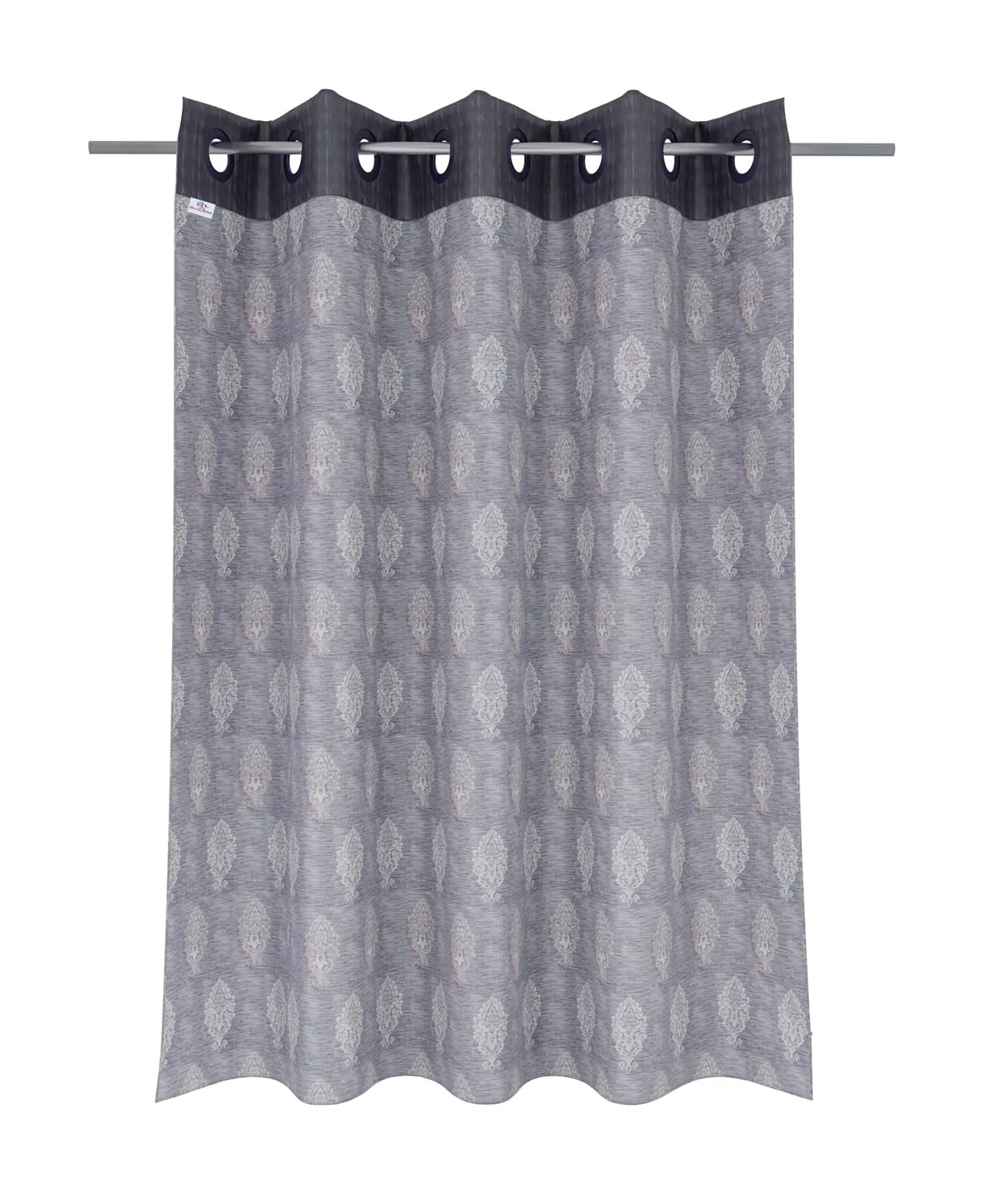 Heart Home Faux Silk Decorative 5 Feet Window Curtain | Damask Print Darkening Blackout | Drapes Curtain with 8 Eyelet for Home & Office (Gray)