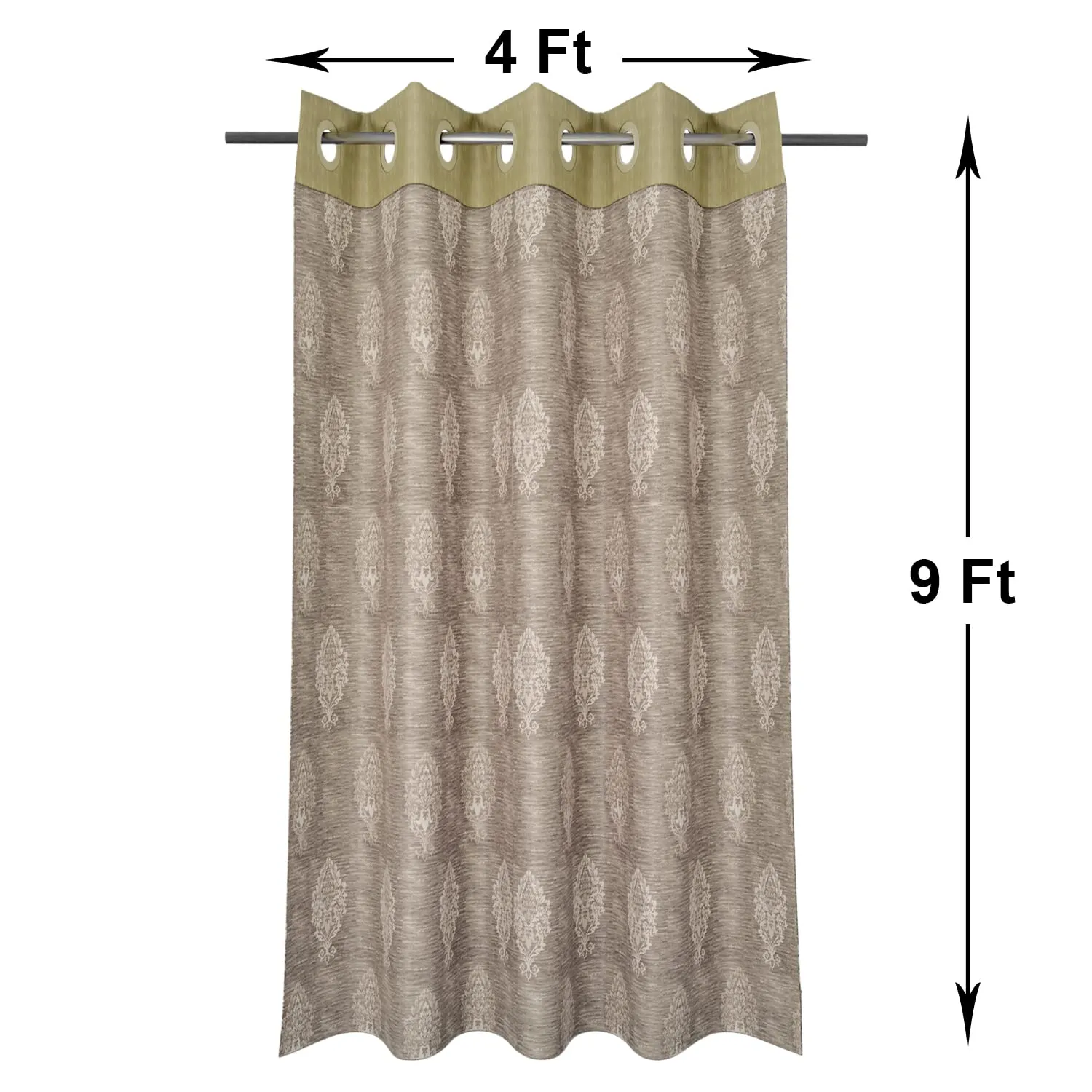 Heart Home Faux Silk Decorative 9 Feet Long Door Curtain | Damask Print Blackout Drapes Curtain with 8 Eyelet for Home & Office, Pack of 2 (Cream)