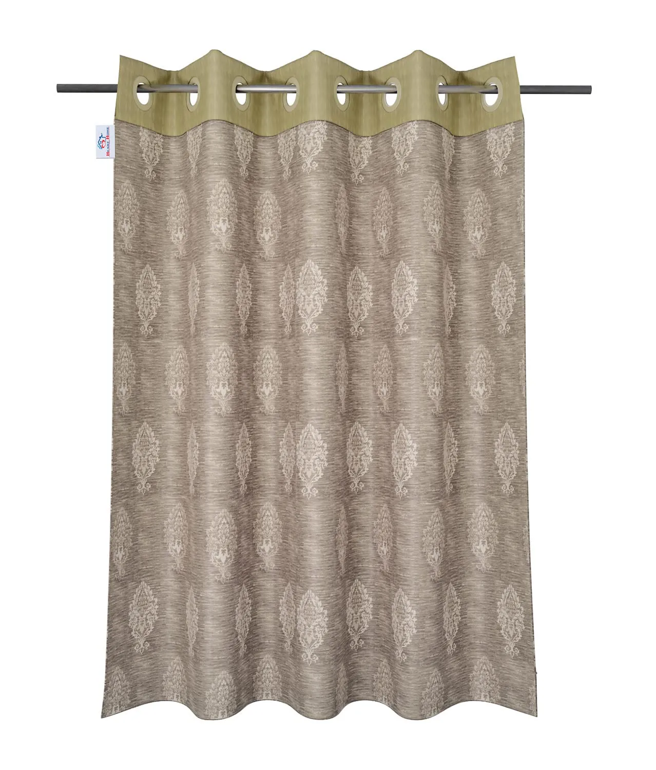 Heart Home Faux Silk Decorative 9 Feet Long Door Curtain | Damask Print Blackout Drapes Curtain with 8 Eyelet for Home & Office, Pack of 2 (Cream)