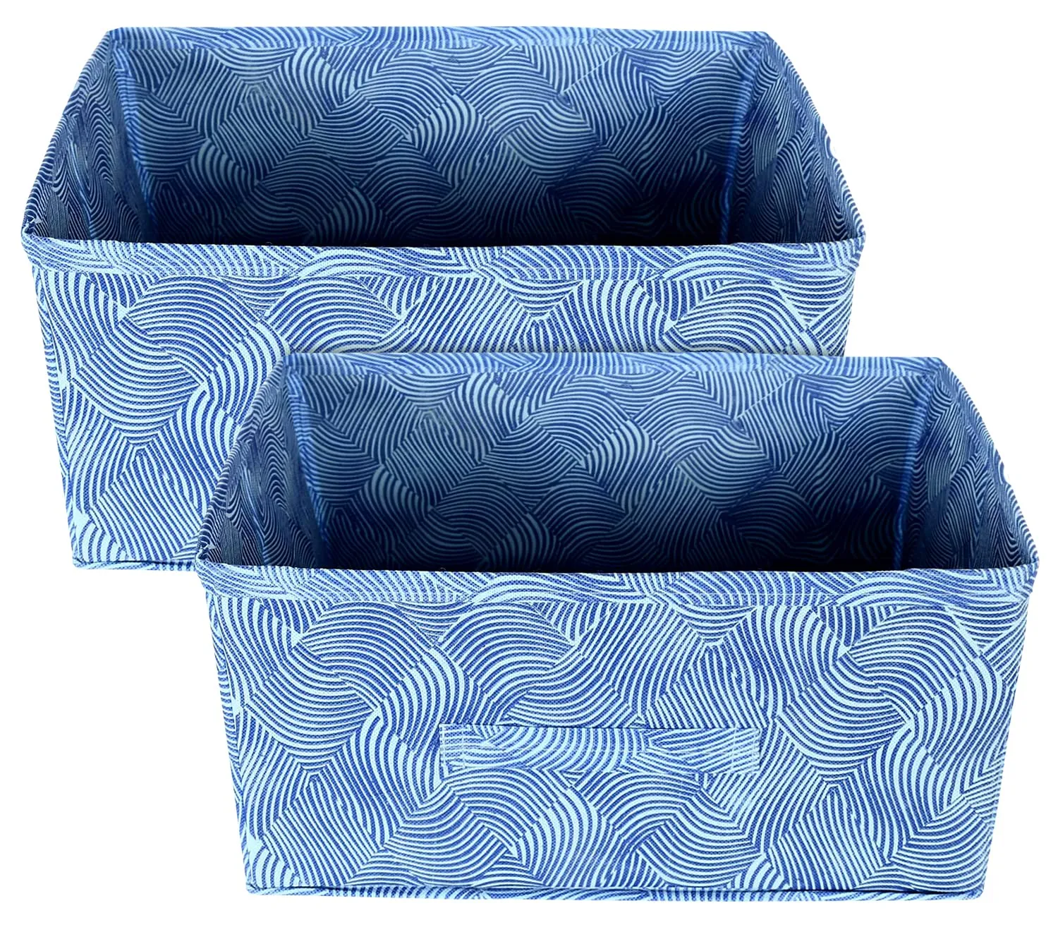 Heart Home Lahariya Printed Multipurposes Rectangular Flodable Storage Box, Drawer Storage and Cloth Organizer- Pack of 2 (Blue)-HS43HEARTH26313