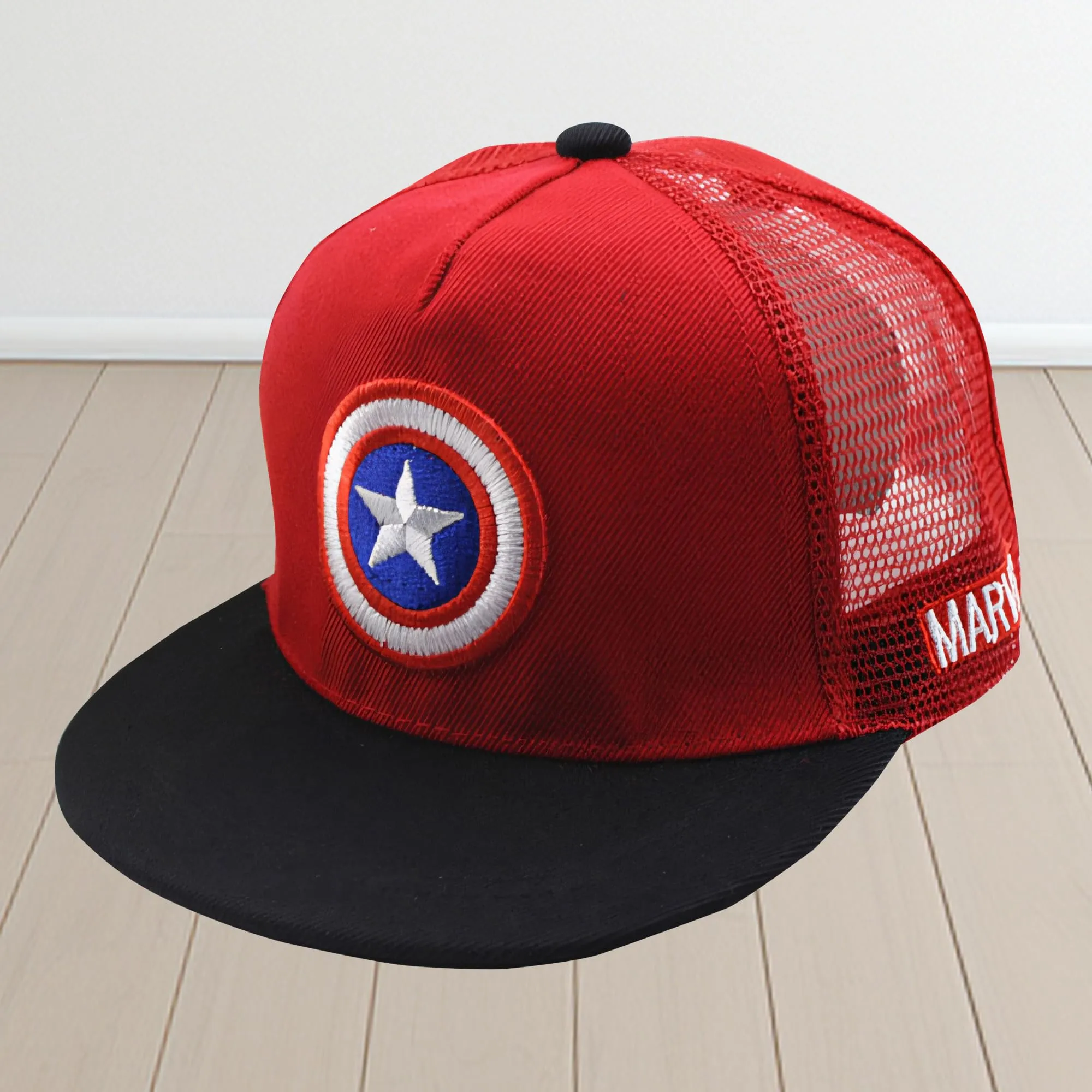 Heart Home Marvel Captain America Cap | Adjustable Cap for Boys and Girls | Cartoon Character Printed Little Cap for Kids |Cap for 7-12 Year Old Baby Girls and Boys |QI0066-B | Red