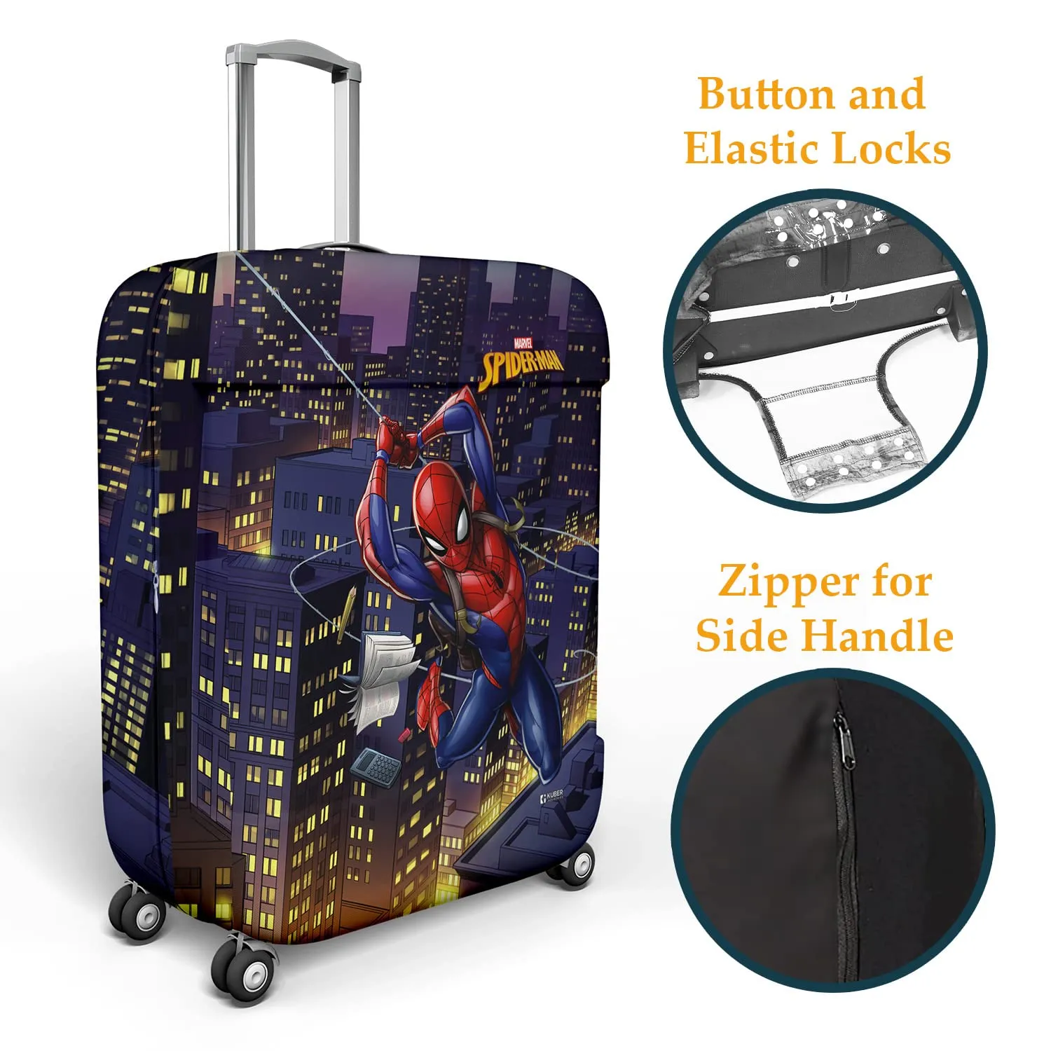 Heart Home Marvel Spiderman Luggage Cover | Polyester Travel Suitcase Cover | Washable | Stretchable Suitcase Protector | 18-22 Inch | Small | Multicolor