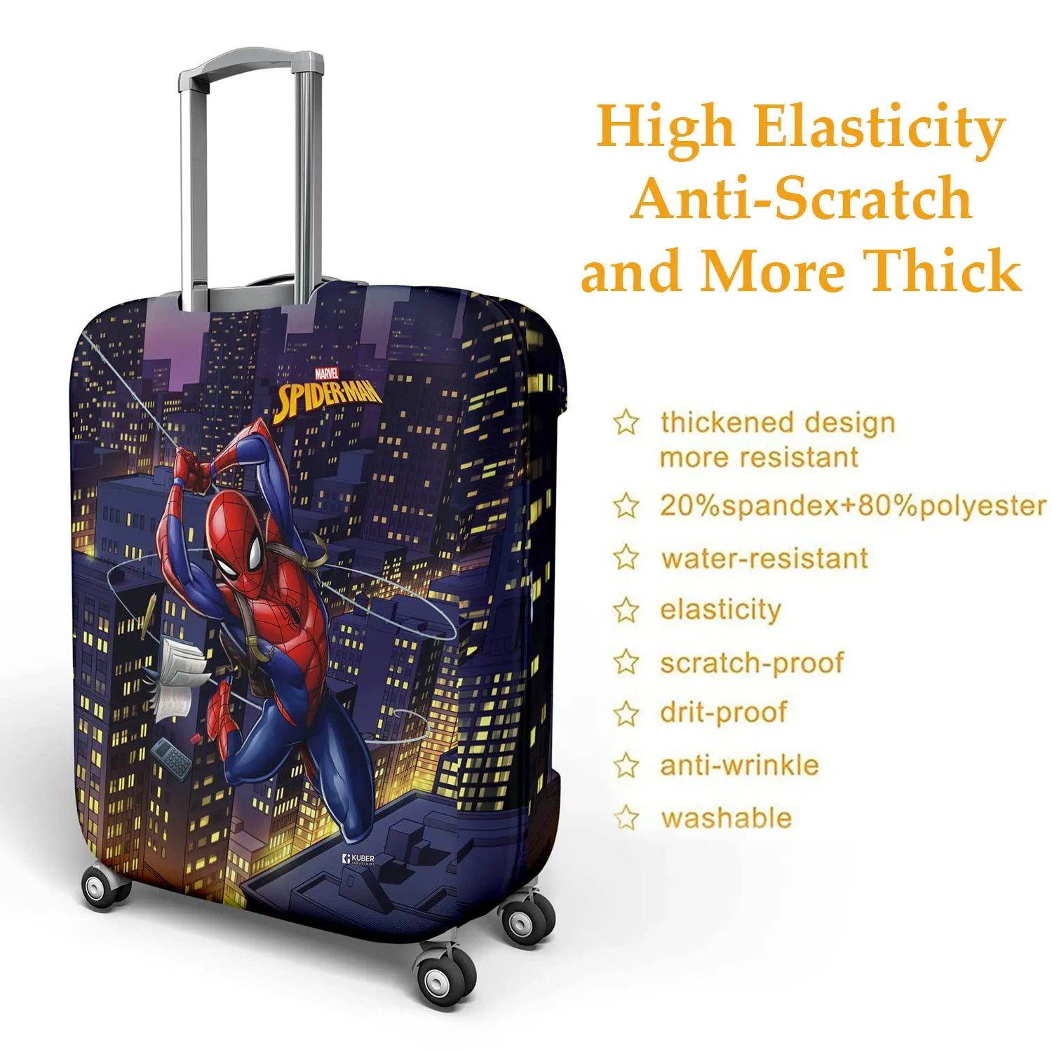 Heart Home Marvel Spiderman Luggage Cover | Polyester Travel Suitcase Cover | Washable | Stretchable Suitcase Protector | 18-22 Inch | Small | Multicolor