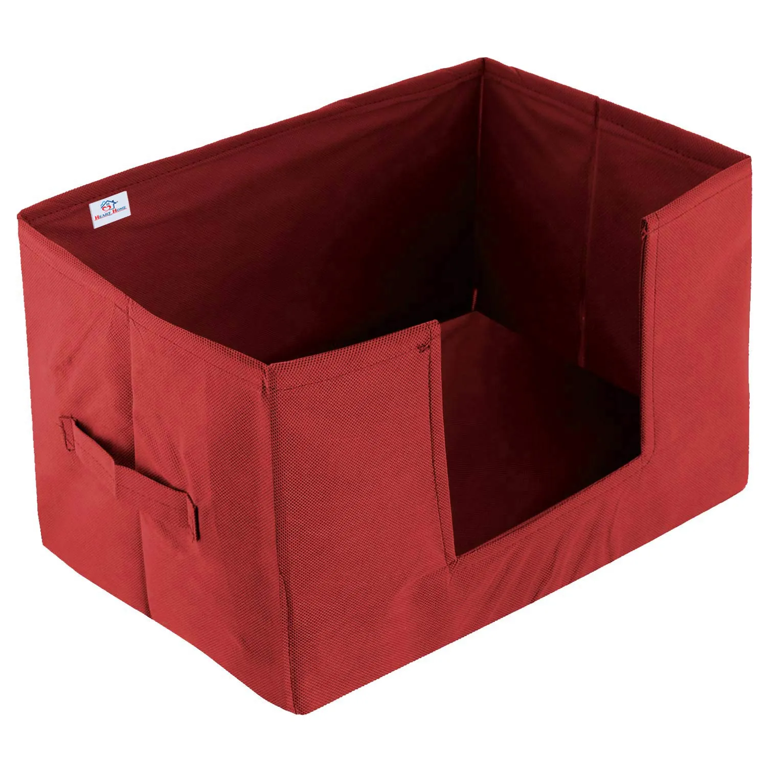 Heart Home Non-Woven 4 Pieces Shirt Stacker Closet Organizer - Shirts and Clothing Organizer With Handle (Red)-HEARTXY11441