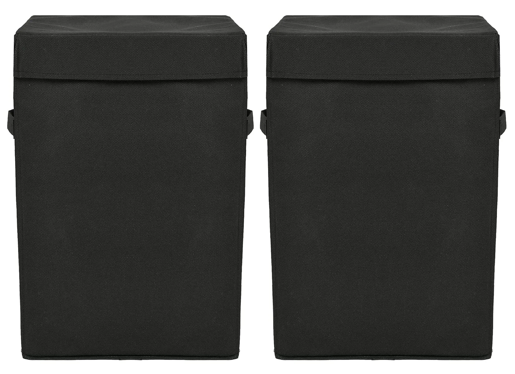 Heart Home Non-Woven Laundry Basket, Clothes Hamper For Laundry Closet, Bedroom, Bathroom With Lid & Handles- Pack of 2 (Black)-44HH0192