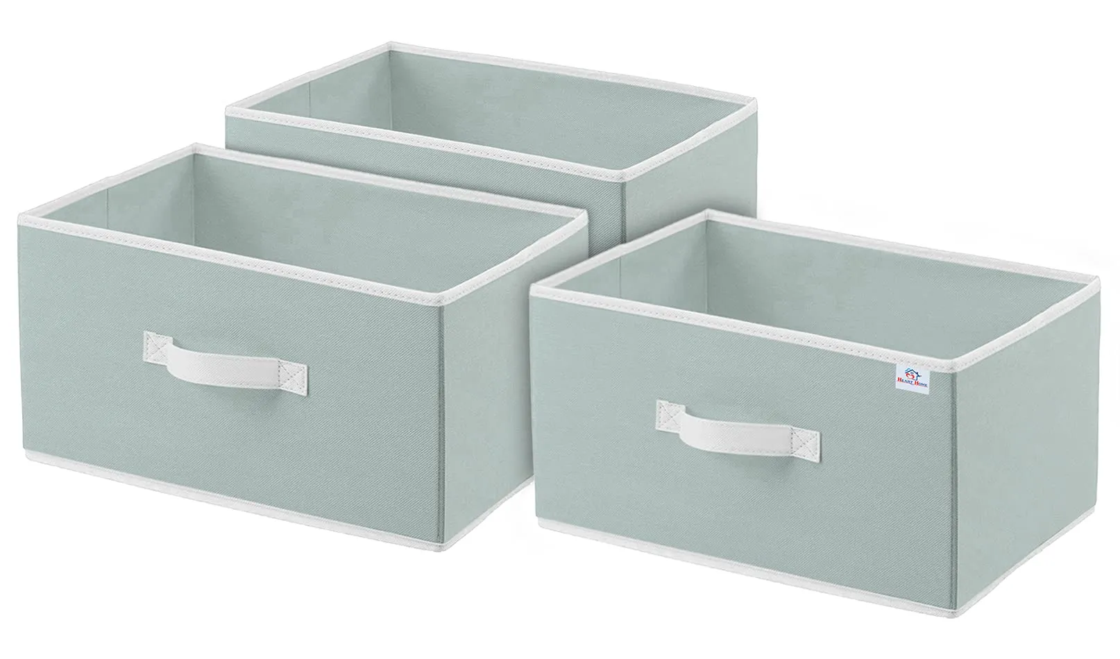 Heart Home Non-Woven Rectangular Flodable Cloth Storage Box, Pack of 3 (Grey)-HS40HEARTH23895