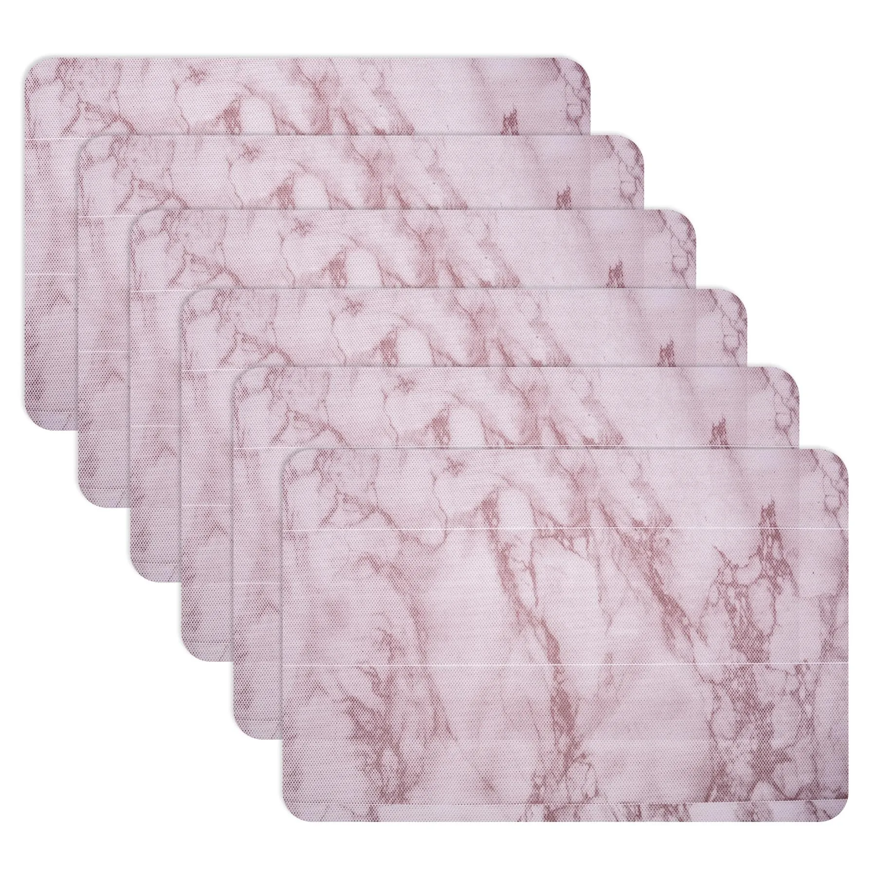 Heart Home Placemat | Placemats for Dining Room | Anti-Slip Table Mat Set | Placemats for Kitchen Table | Dining Table Placemats | Marble Placemat | 6 Piece Set | Pink