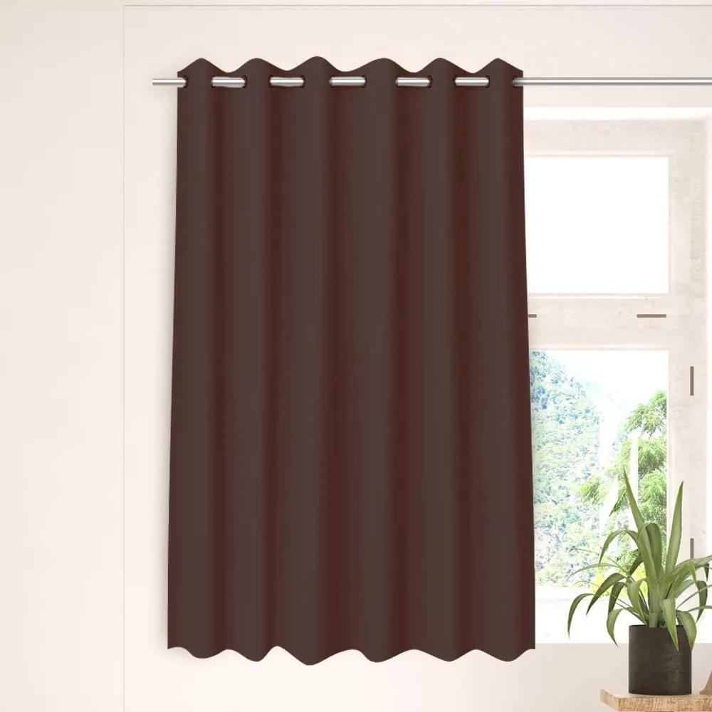 Heart Home Polyester Decorative 5 Feet Window Curtain Darkening Blackout | Drapes Curtain With 8 Eyelet For Home & Office (Coffee)