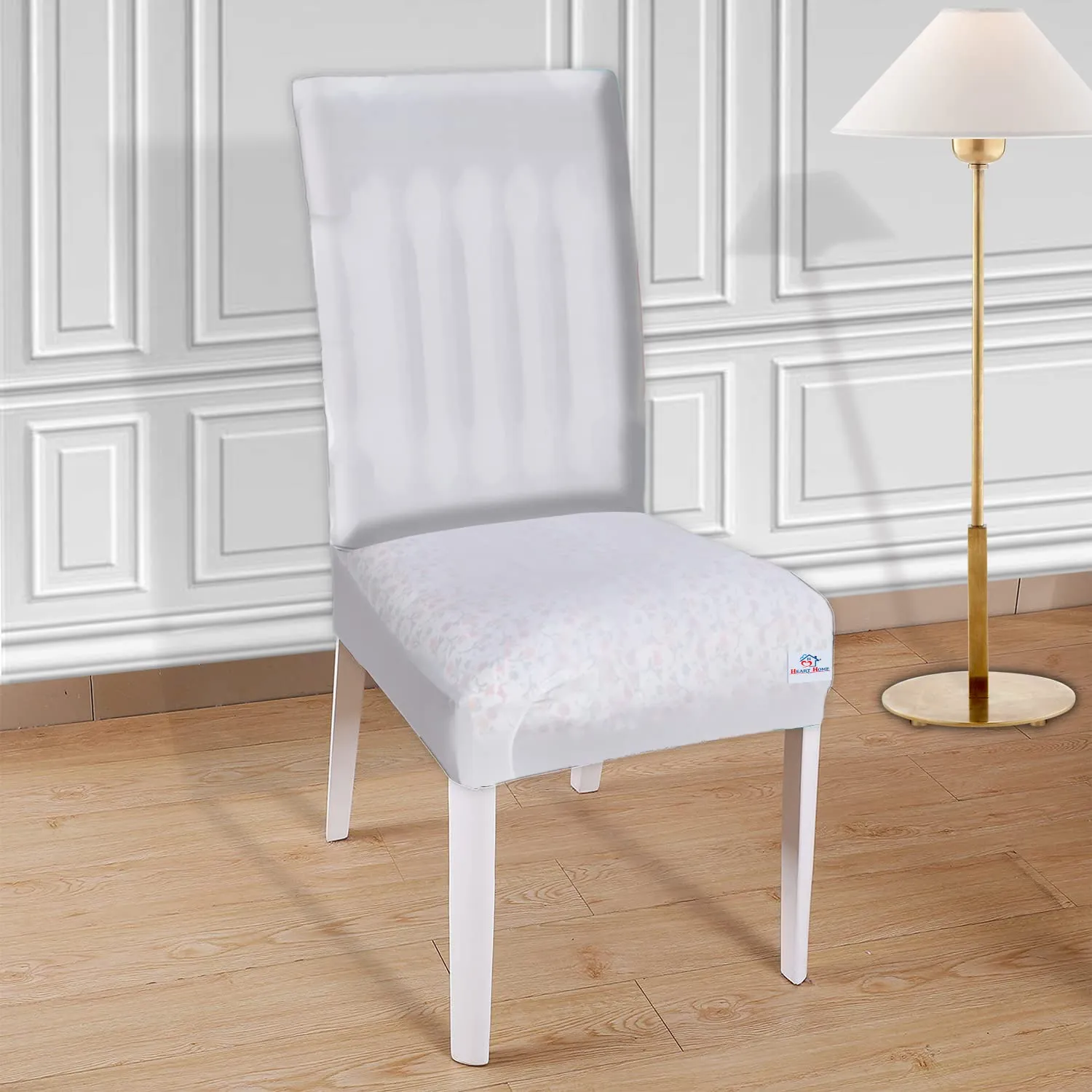 Heart Home Polyester Stretchable Elastic Dining Chair Cover/Seat Slipcover/Seat Protector (White)-50HH0984