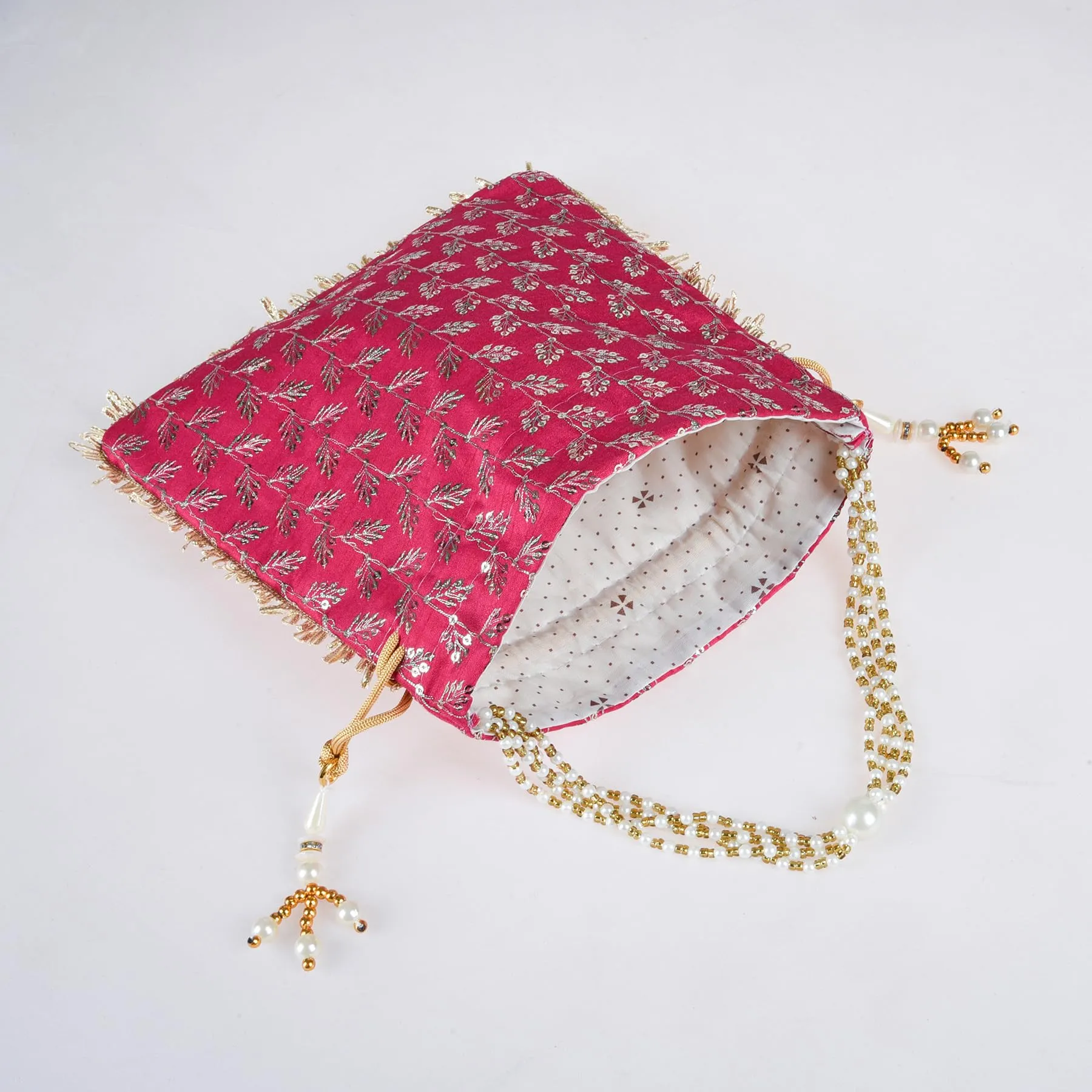 Heart Home Potli|Silk Wedding Potli|Drawstring Closure Potli|Wallet Potli|Christmas Gift Potli|Baby Shower Potli|Traditional Shagun Potli|Square Embroidery Potli|Rani