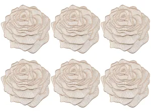 Heart Home Rose Design Soft Leather Table Mats, Dining Table Mats, Set of 6 (Gold)-50HH01303