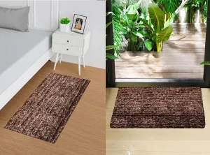 Heart Home Runner | Bedside Runner for Bedroom | Lexus Home Decor Runner & Door Mat Combo | Anti-Skid Runner & Door Mat | Runner & Door Mat Set | Set of 2 | Brown