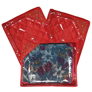 Heart Home Silk 3 Pieces Single Packing Saree Cover (Red) - (CTHH012072)