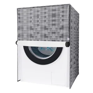 Heart Home Washing Machine Cover | Shelf Check Washing Machine Cover | Soft PVC | Front Load Washing Machine Cover | Gray