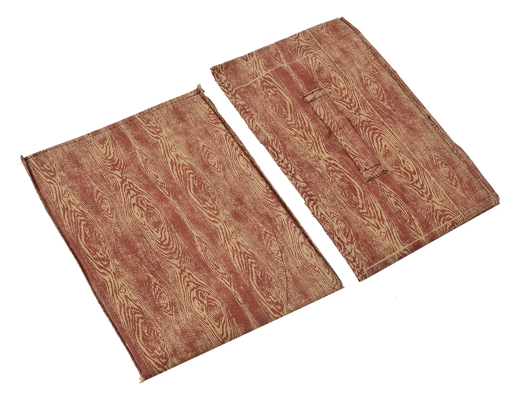 Heart Home Wooden Design Non-Woven Rectangular Flodable Cloth Storage Box/Drawer- Pack of 3 (Maroon Brown)-44HH0591