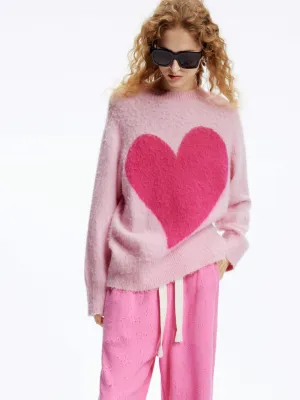 Heart Pattern Loose Sweater