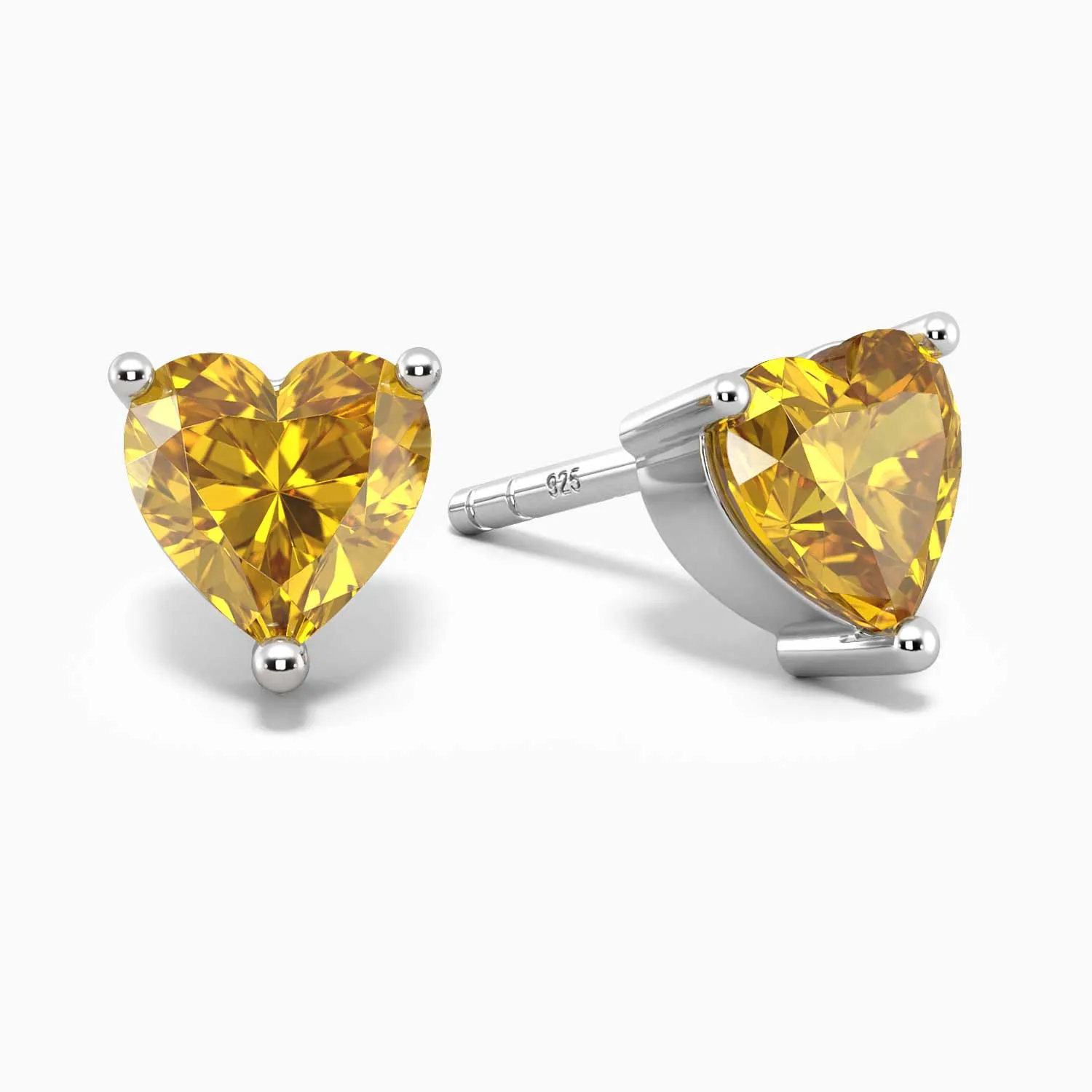 Heart Shaped Citrine Stud Earrings in 925 Silver | Irosk Australia ®