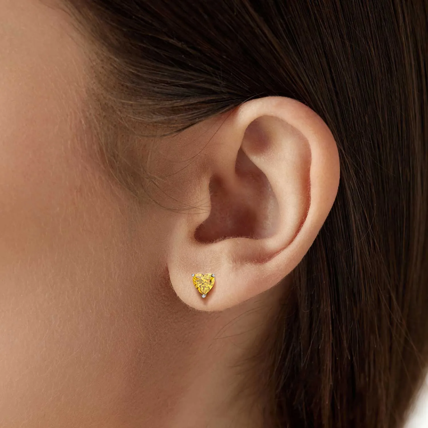 Heart Shaped Citrine Stud Earrings in 925 Silver | Irosk Australia ®