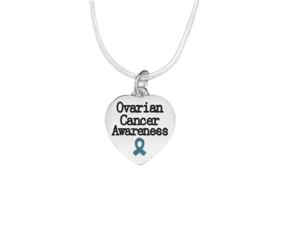 Heart Shaped Ovarian Cancer Awareness Necklaces