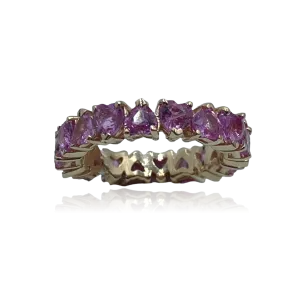 Heart Shaped Pink Sapphire Eternity Band