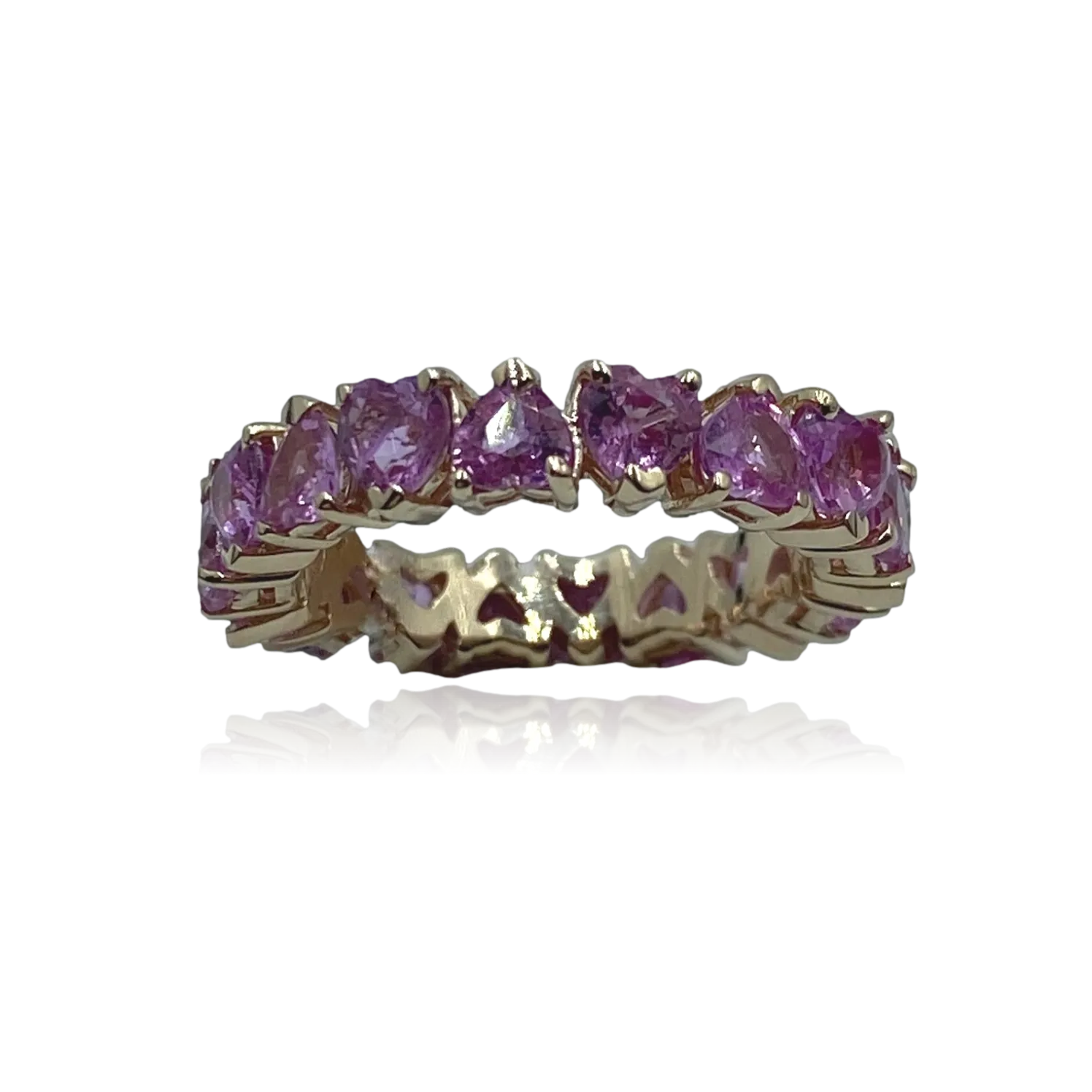 Heart Shaped Pink Sapphire Eternity Band