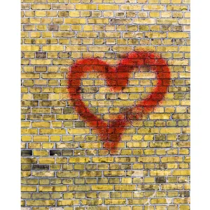 Heart Stained Brick Printed Backdrop