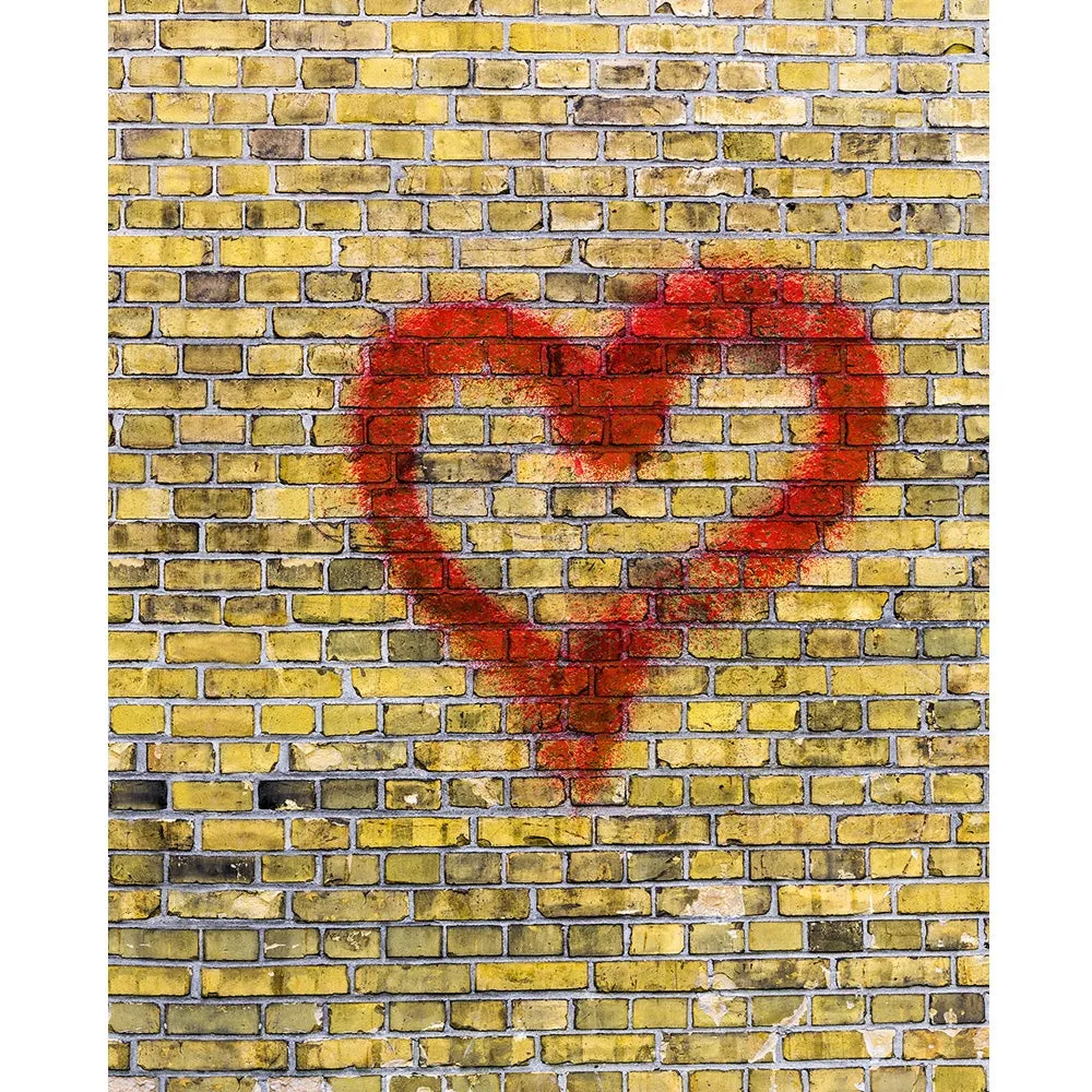 Heart Stained Brick Printed Backdrop