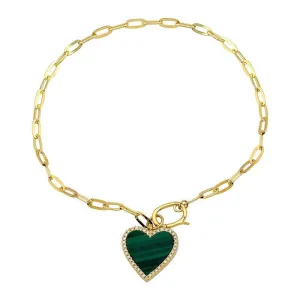 Heart Stone Charm Paper Link Bracelet