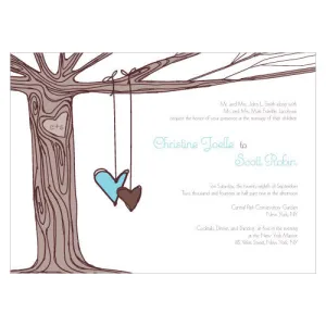 Heart Strings Invitation Aqua Blue