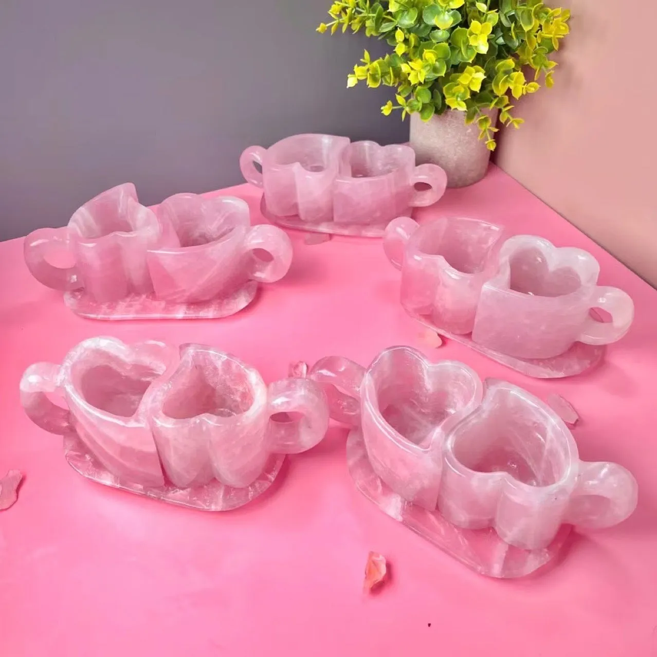 Heart to Heart - Rose Quartz couple's cup（Customization）