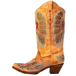 Heart Wings Embroidery Vintage Cowgirl Cowboy Boots