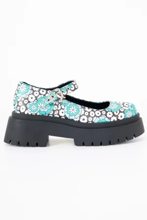 Heartbreak Chunky Flat Shoes in Daisy Print