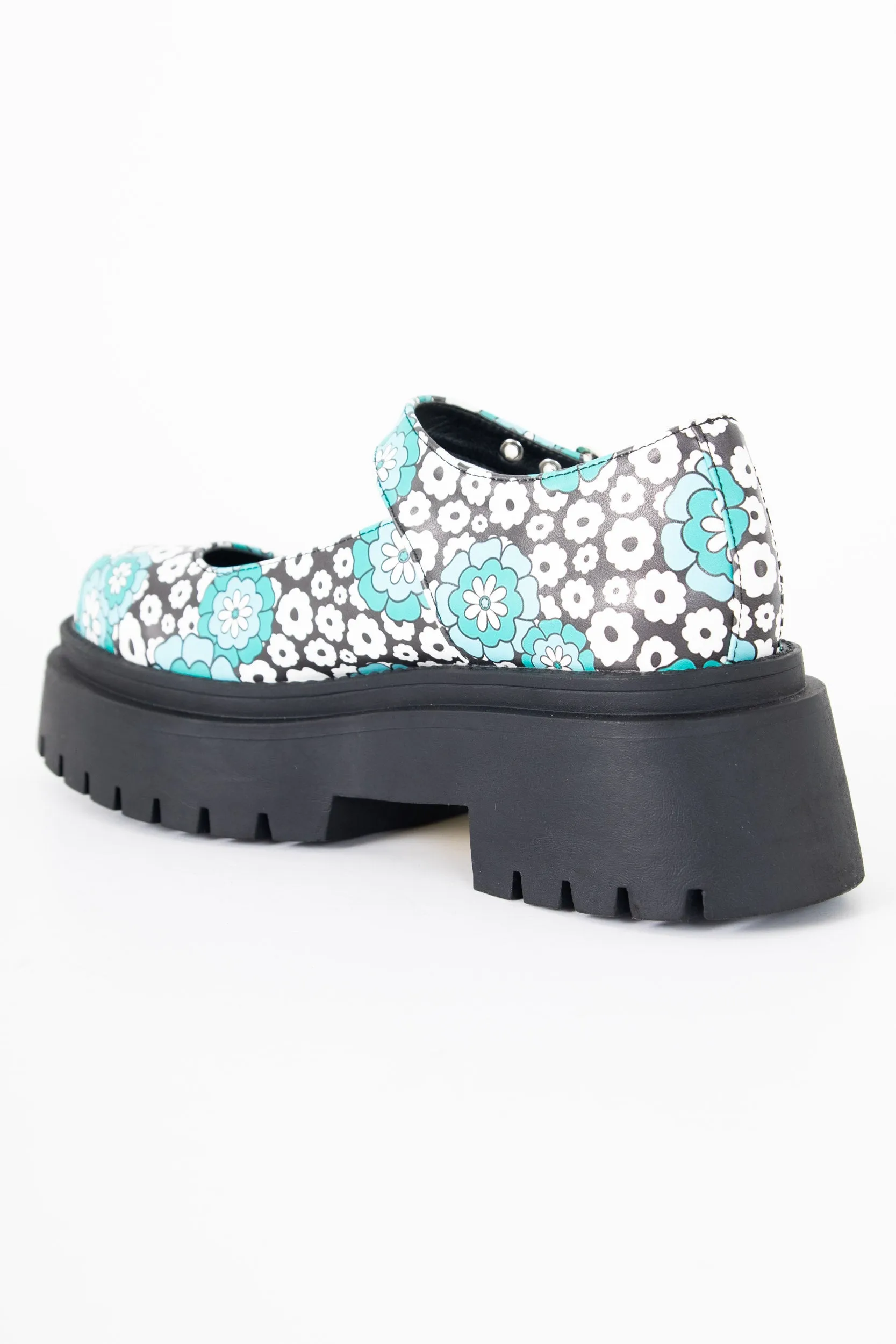 Heartbreak Chunky Flat Shoes in Daisy Print