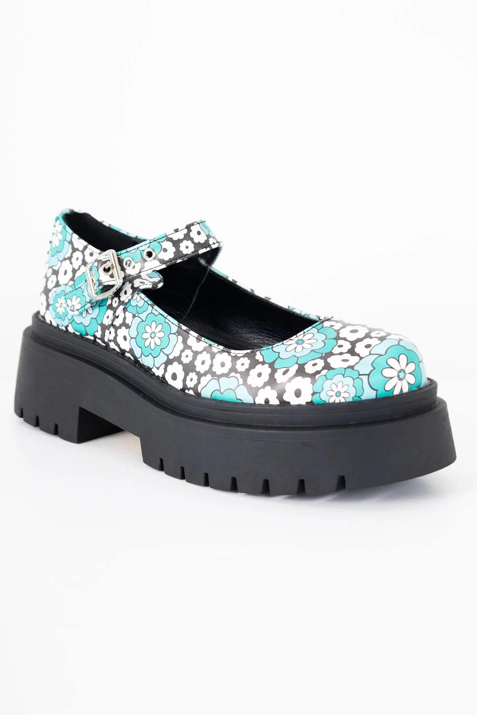 Heartbreak Chunky Flat Shoes in Daisy Print