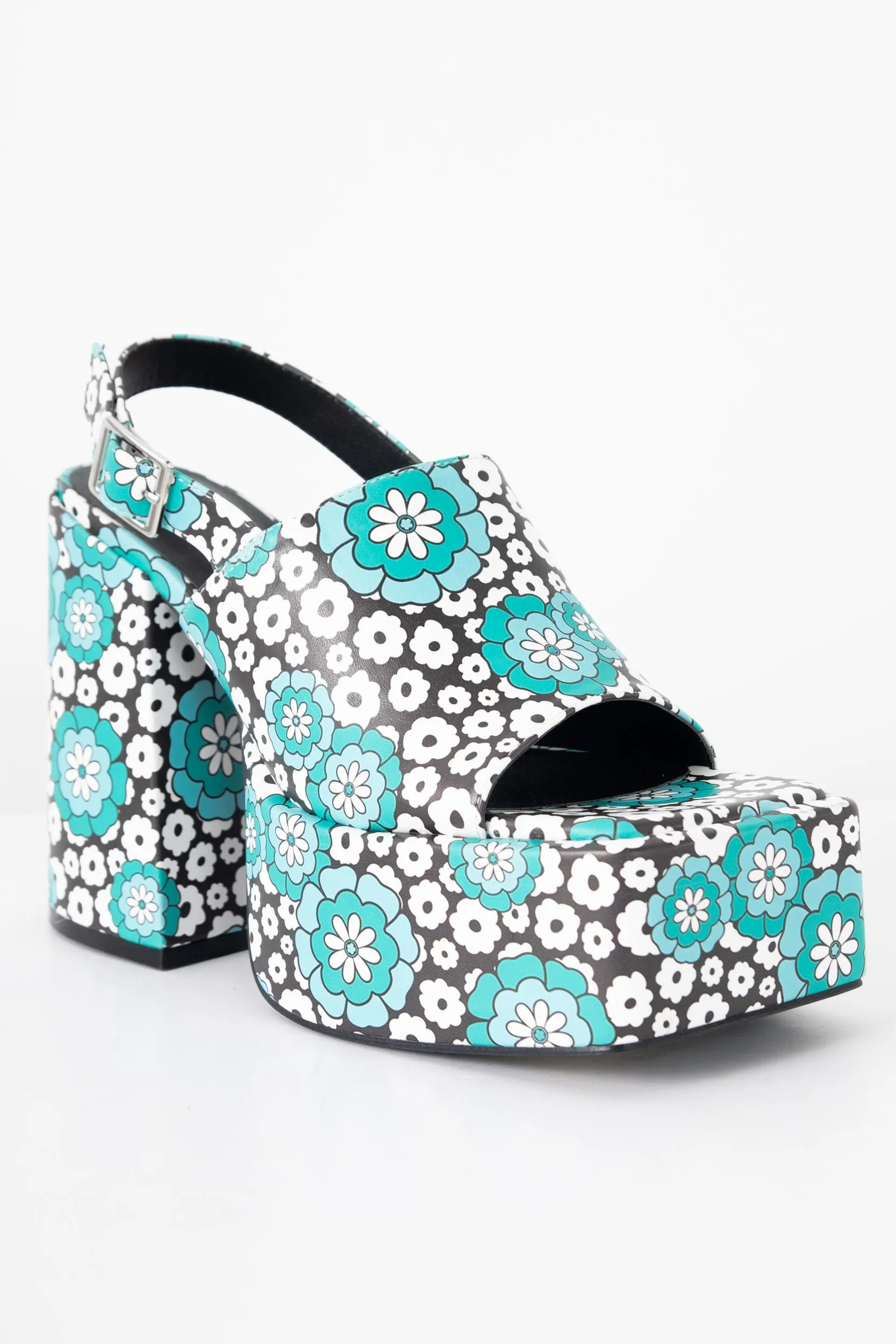 Heartbreak Chunky Platform Sandals in Daisy Print