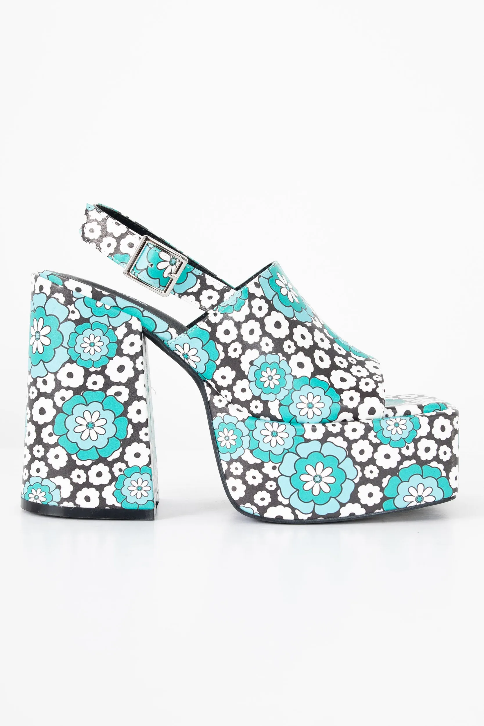 Heartbreak Chunky Platform Sandals in Daisy Print