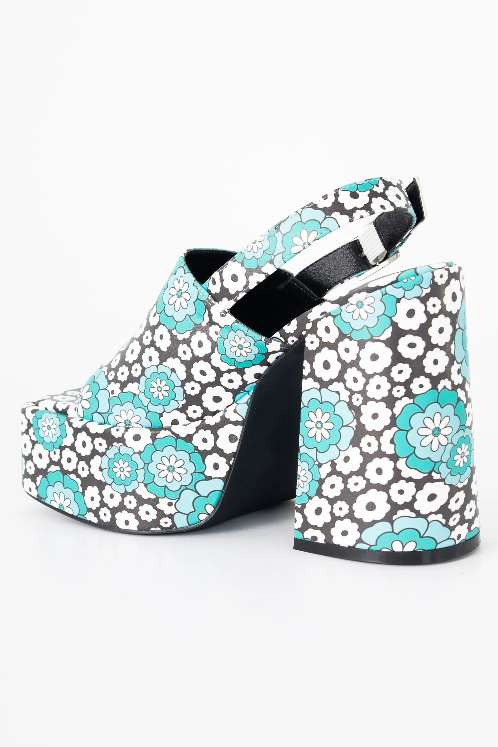 Heartbreak Chunky Platform Sandals in Daisy Print