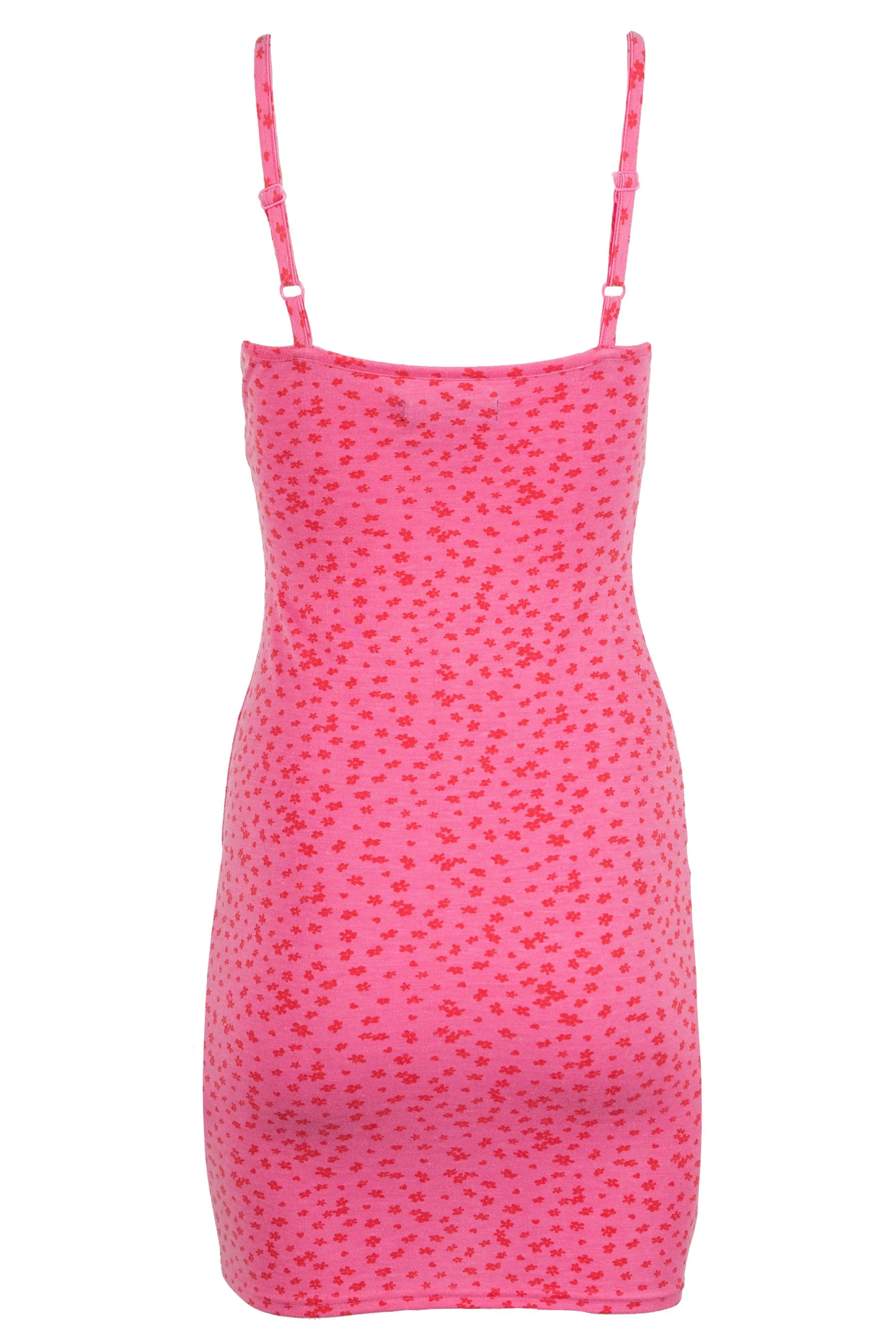 Heartbreak Jersey Cami Strap Mini Dress In Pink Ditsy Floral Print