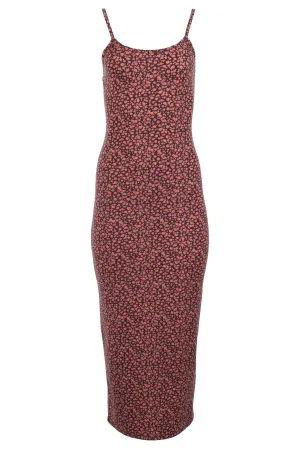 Heartbreak Jersey Midaxi Bodycon Dress In Purple Ditsy Floral