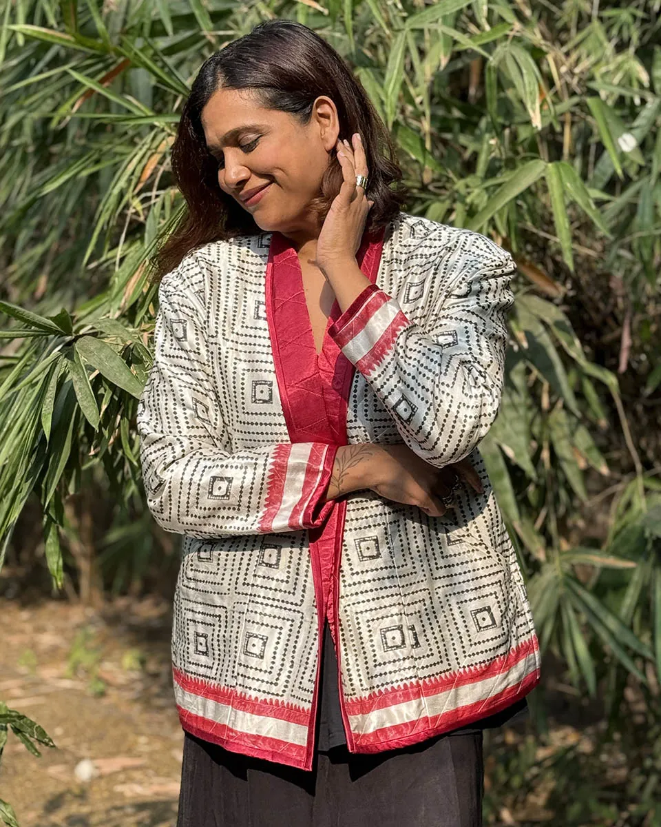 Heartmade Mashru Silk Reversible Quilted Jacket