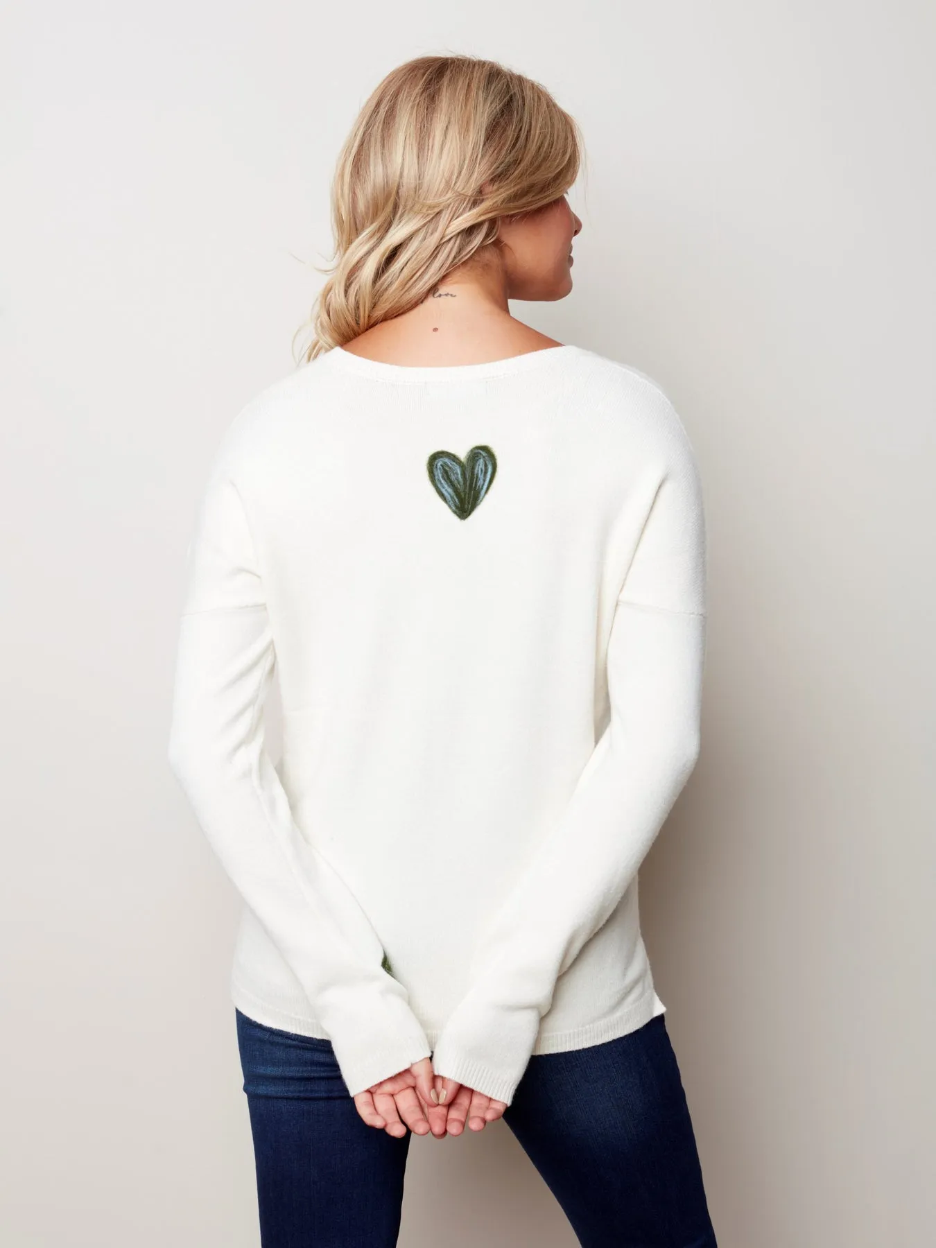 HEARTS AND STARS V-NECK SWEATER