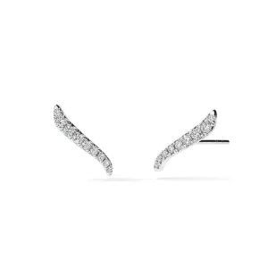 Hearts On Fire .28CTW VELA French Cut Pavé Diamond Climber Earrings in 18K White Gold