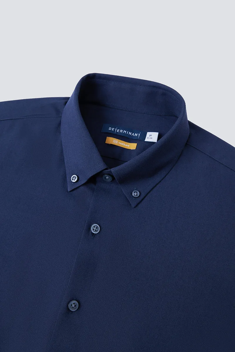 HeatGuard Flannel Button-Down Smart Shirt  | Navy NYE069