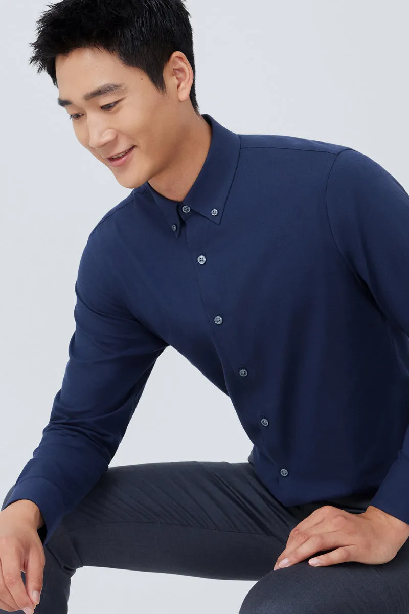 HeatGuard Flannel Button-Down Smart Shirt  | Navy NYE069