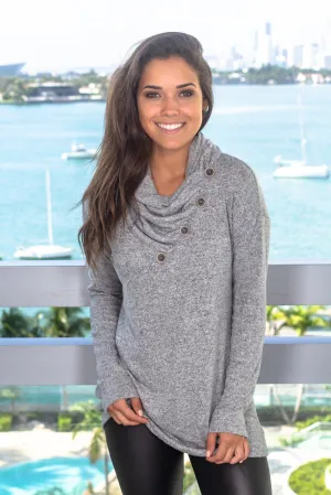 Heather Gray Cowl Neck Top