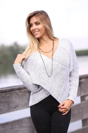 Heather Gray Overlap Sweater