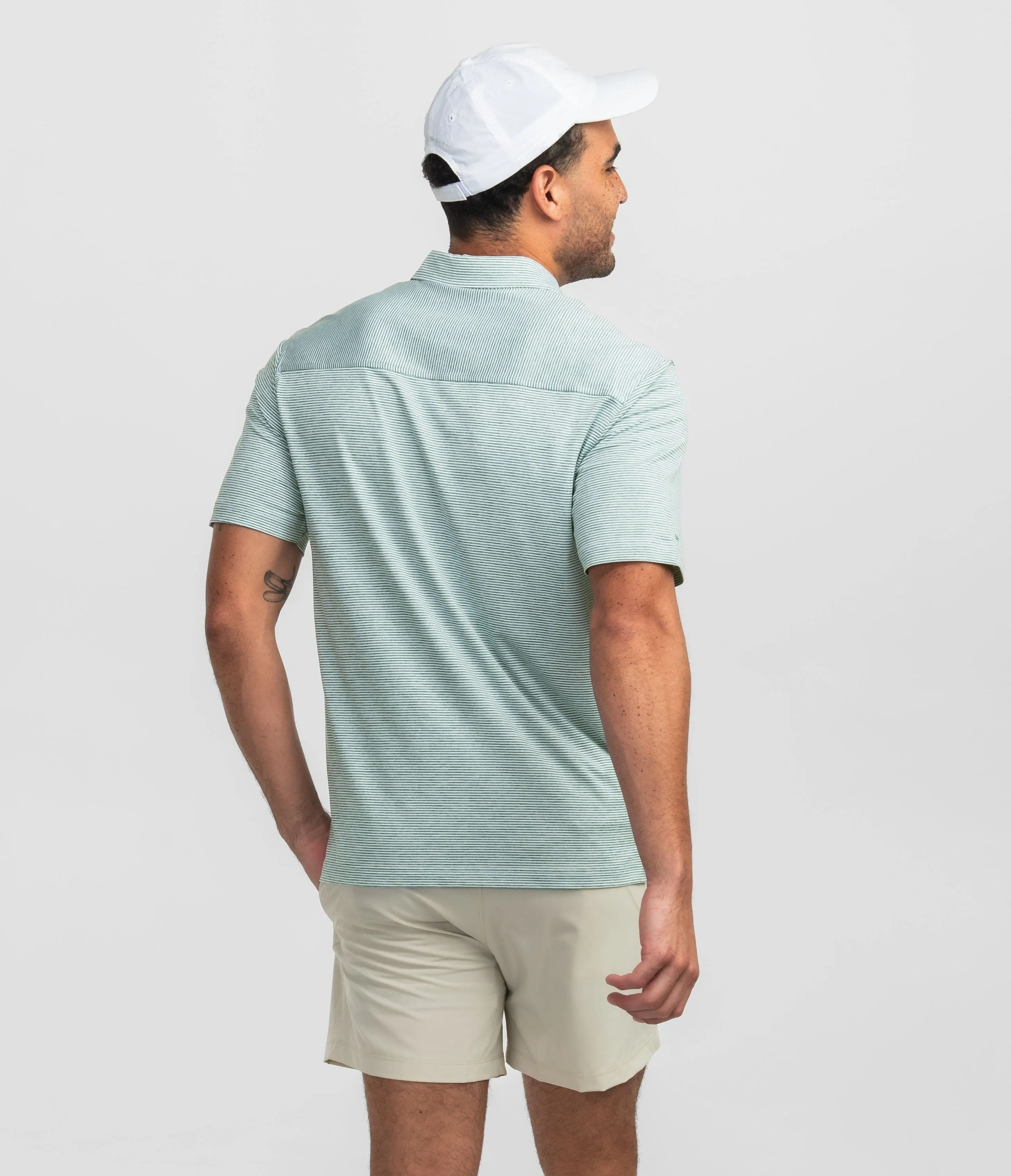 Heather Madison Stripe Polo - Evergreen