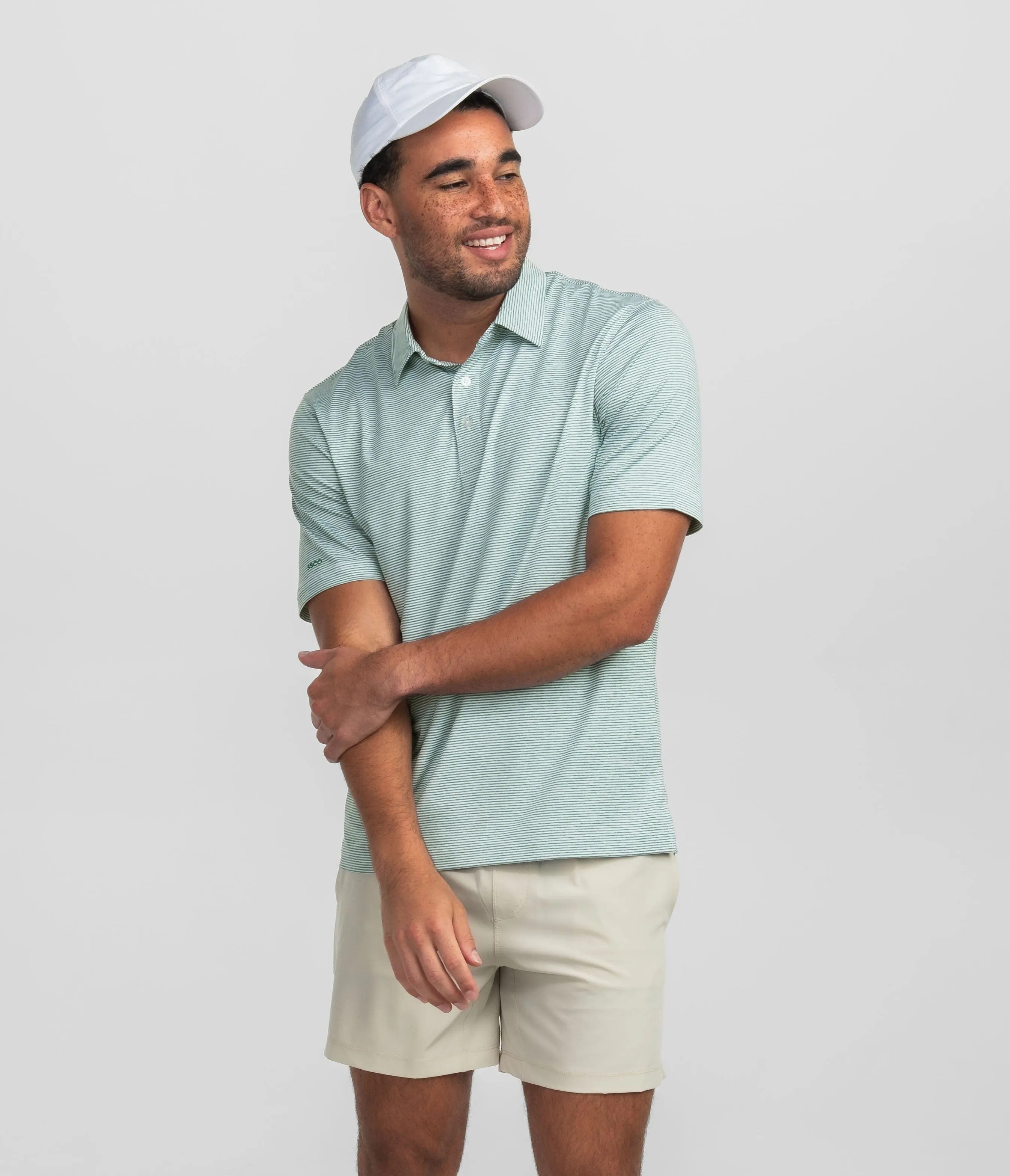 Heather Madison Stripe Polo - Evergreen