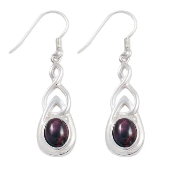 Heathergems Drop Celtic Earrings In Silver